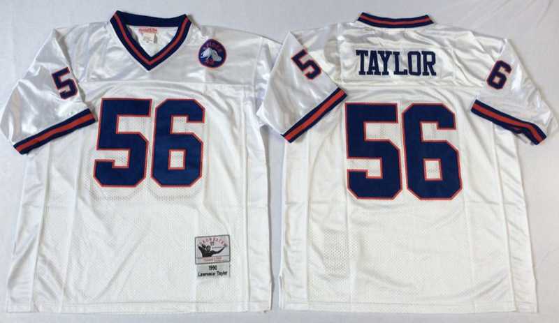 Giants 56 Lawrence Taylor White M&N Throwback Jersey->nfl m&n throwback->NFL Jersey